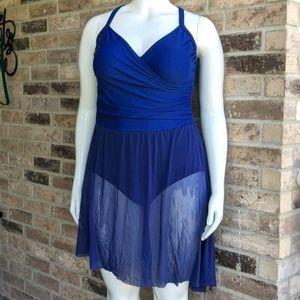 Carol Wior navy blue one piece swimsuit